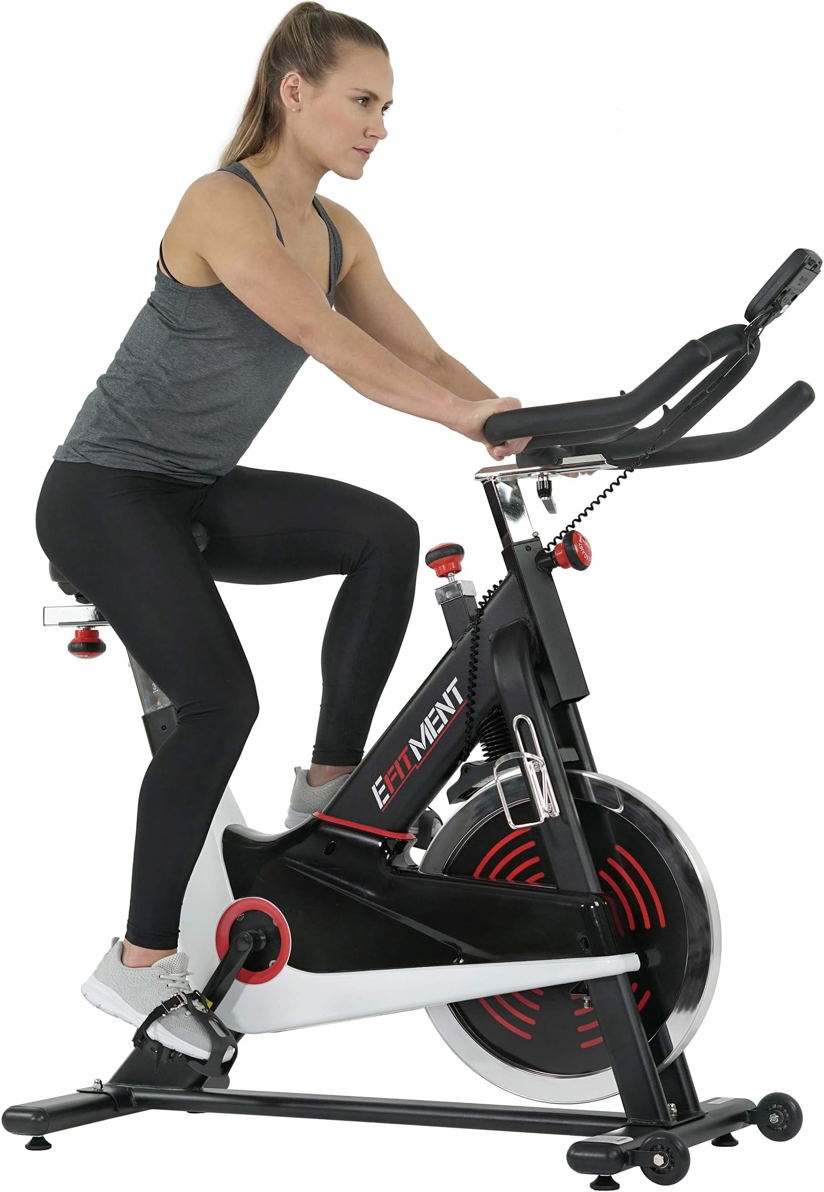 EFITMENT Indoor Cycle Bike, Magnetic Cycling Trainer Exercise with Belt Drive, LCD Monitor and Pulse Monitor