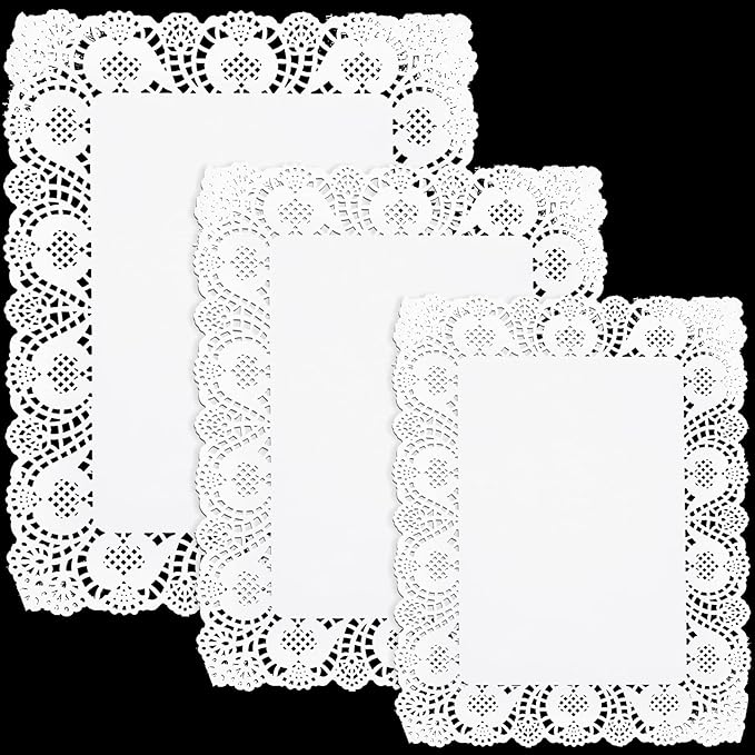 Youyole 150 Pcs 3 Sizes Rectangle Paper Doilies Lace