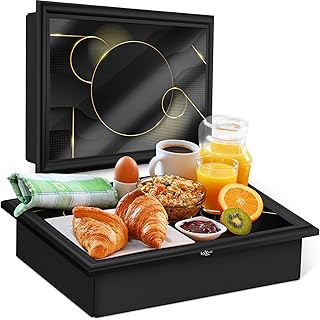 Empire Lap Tray with Bean Bag Cushion – Wooden Soft Padded Lap Tray with Cushion for Eating, Drinking & Laptop – Ideal for Breakfast, Dinner, Snacks & Work – Comfortable, Portable with Sturdy Design