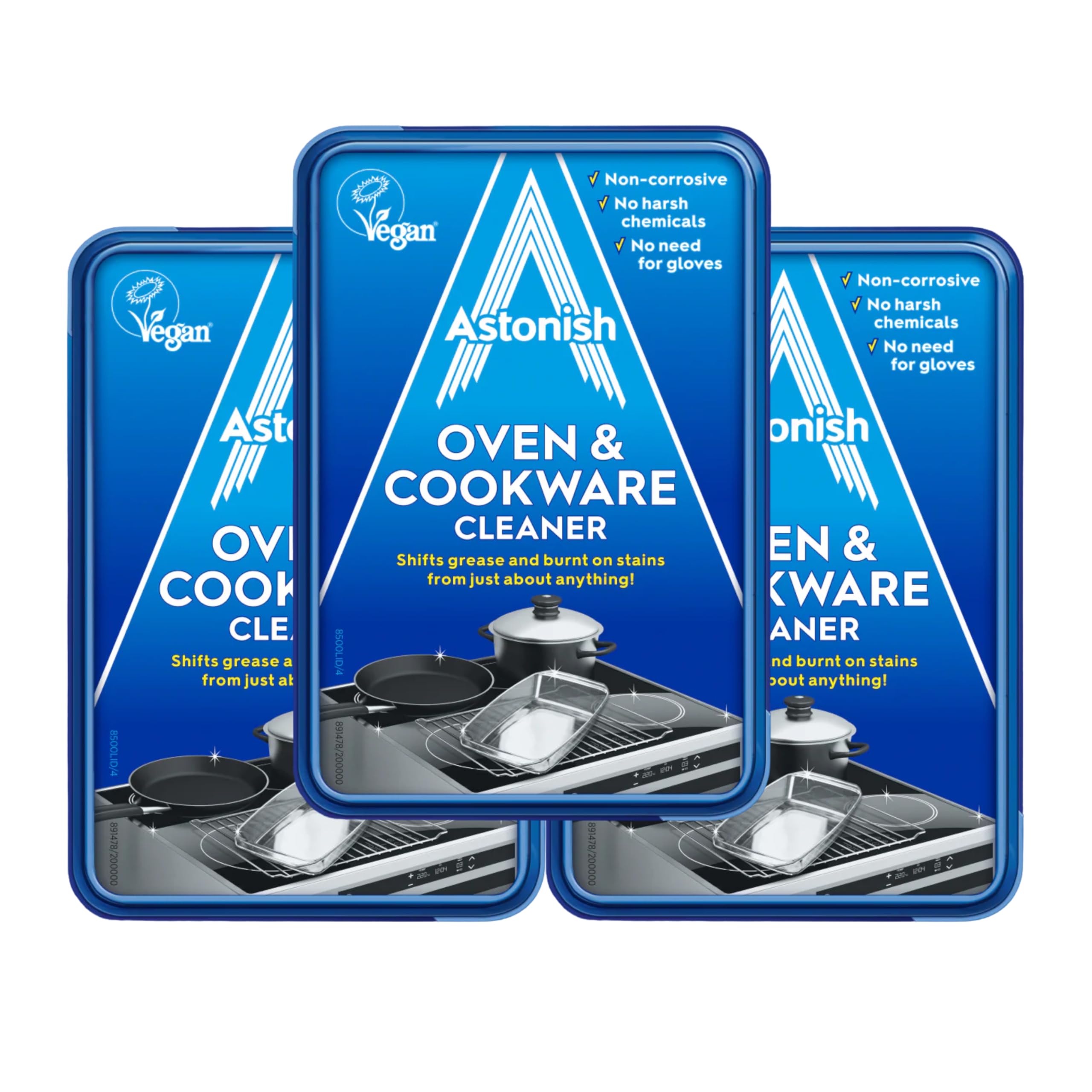 Oven & Cookware Cleaning Paste For Glass, Appliances, Ceramics, Stovetop & Pyrex - All Purpose Kitchen Cleaner - Stainless Steel Degreaser Removes Baked On Grease & Grime, 150g Tub (3 Pack)