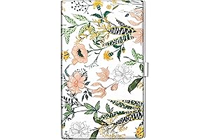Swooflia Business Card Holder for Women, Metal Retro Blooming Flower Slim Pocket...