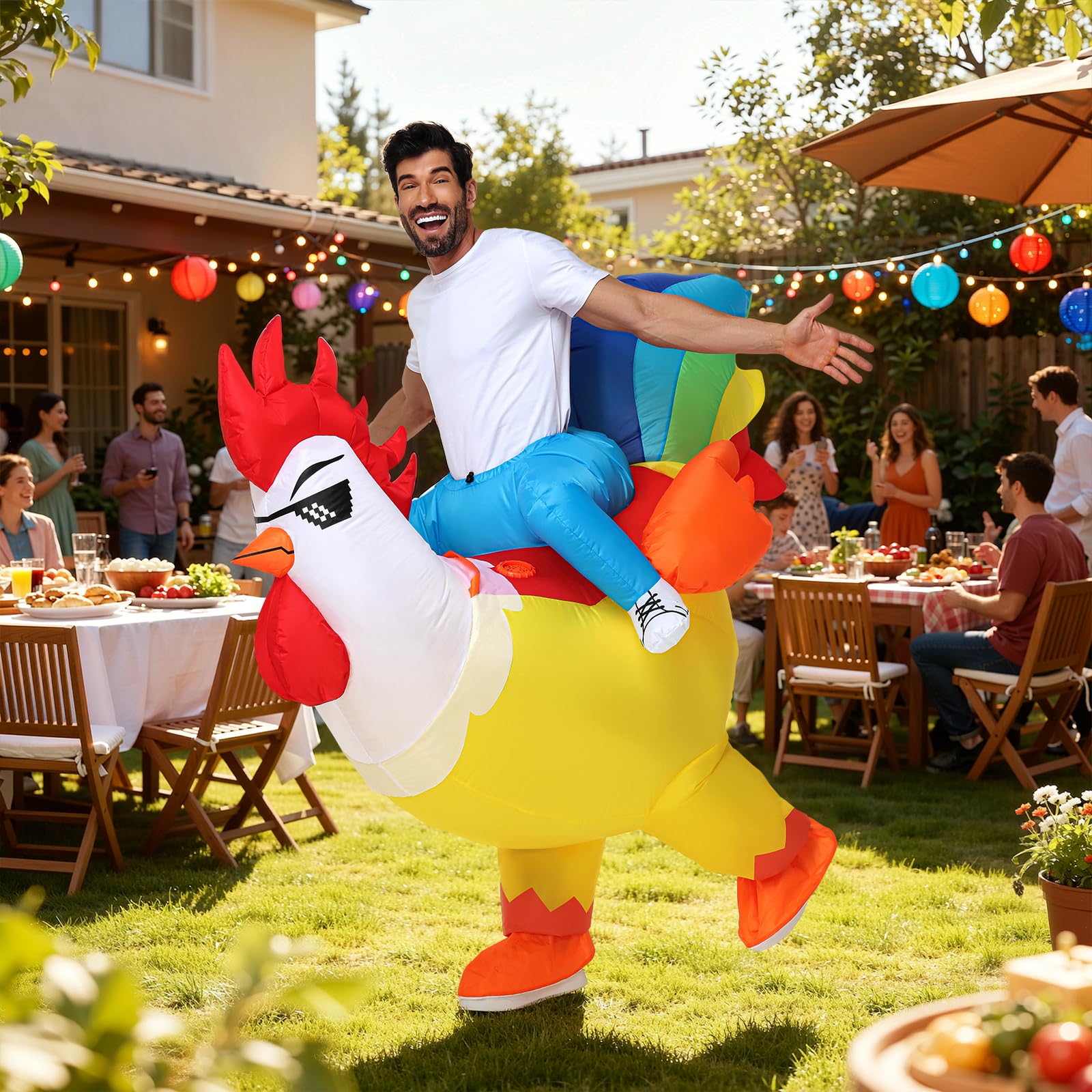 Spinosaurus Inflatable Chicken Costume for Adult Halloween Inflatable Costume Funny Blow Up Animal Costumes for Woman Men - Image 4