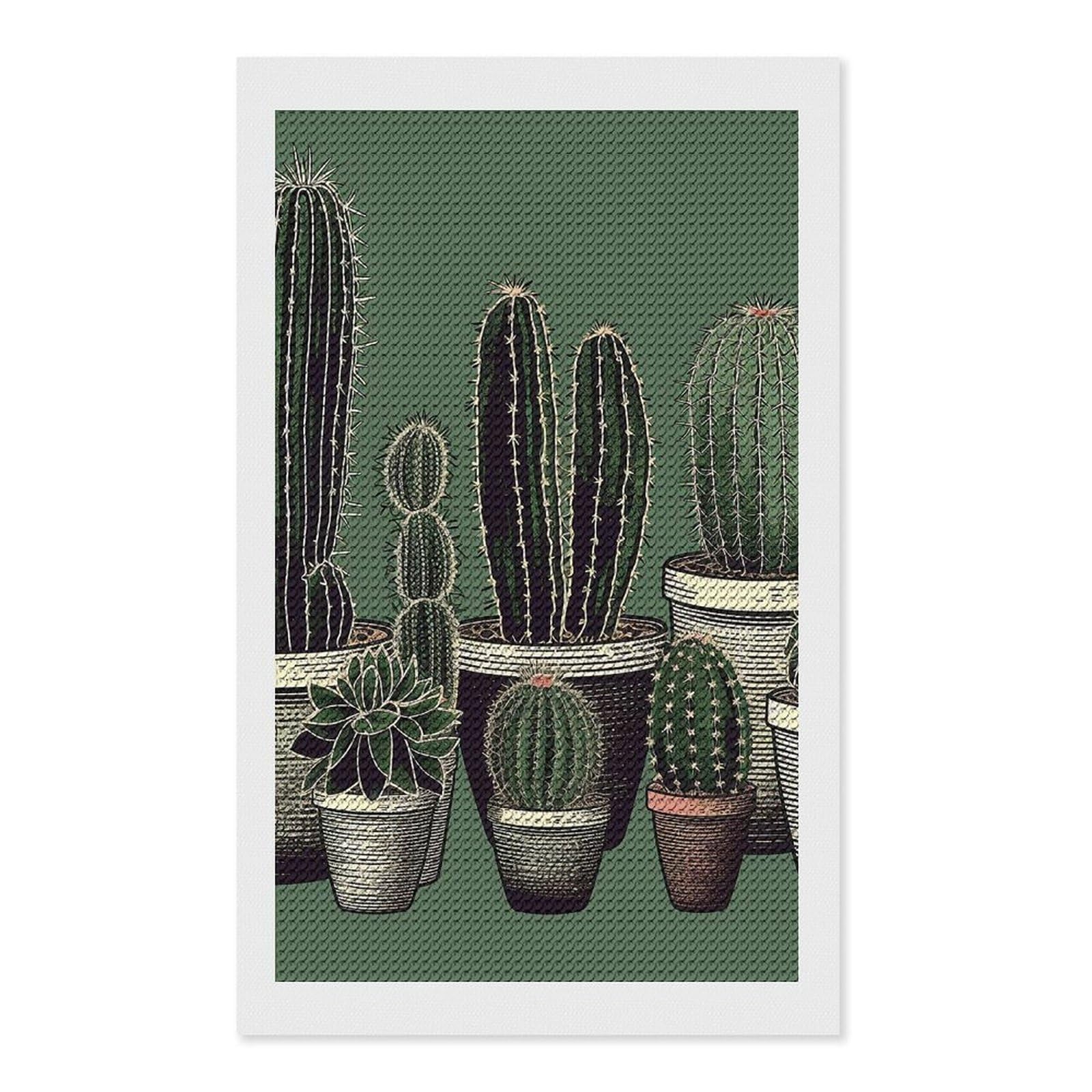 Green Cactus Diamond Art Kits for Adults, DIY 5D Diamonds Painting Kits for Beginner, Round Full Drill Diamond Dots Painting, Diamonds Pictures Gem Art and Crafts Wall Decor 12"x20"