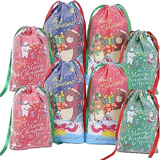 dancepandas Coulisse Sacchetti Regalo 8PCS Sacchetti di Caramelle di Natale Borsa con Coulisse Natalizia Sacchetti Confetti Alimentari Decorazione Festa di Natale Capodanno