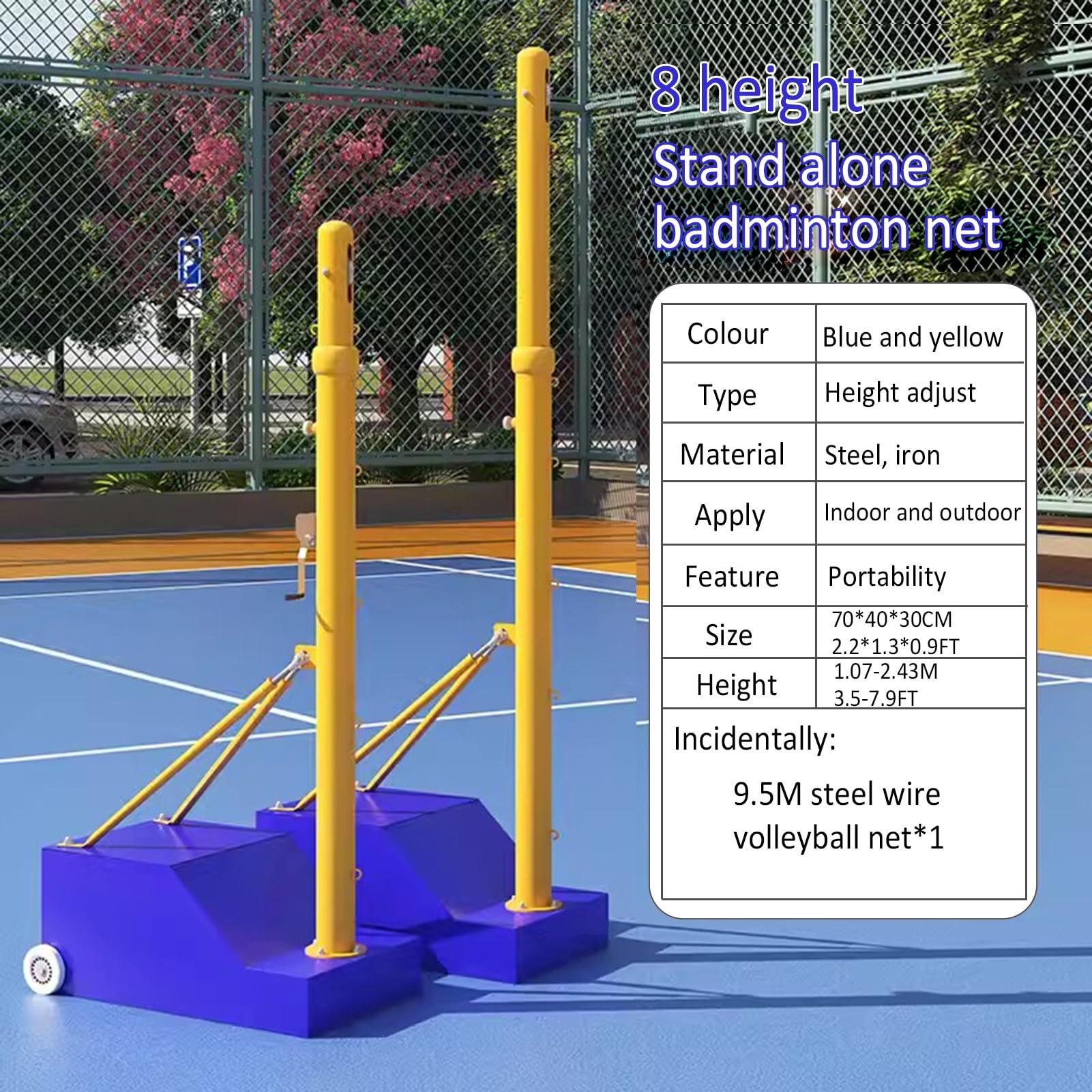 Red de Voleibol Voleibol de Acero/bádminton Soporte rellenable con Ruedas Uso Interior y Exterior Juegos Familiares al Aire Libre,One Color Style3