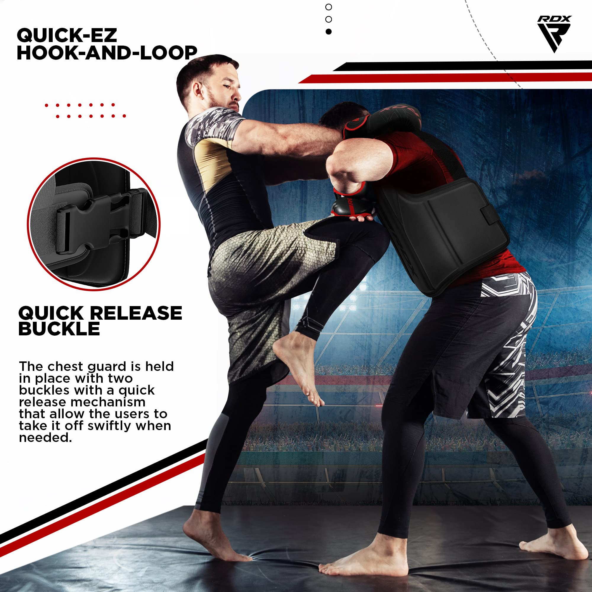 RDX Protector de Pecho Maya Hide Cuero Acolchado Ajustable para Muay Thai, Artes Marciales, Kickboxing