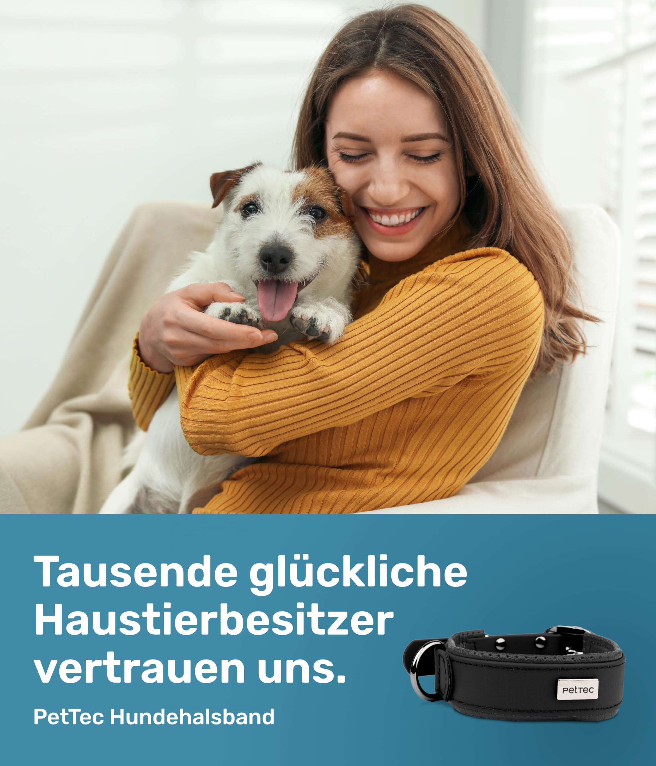 PetTec Obroża dla dużych i małych psów z Trioflex™ | odporna na warunki atmosferyczne i regulowana w kolorze | obroża dla psa w kolorze czerwonym, brązowym, czarnym i błyszczącym pomarańczowym