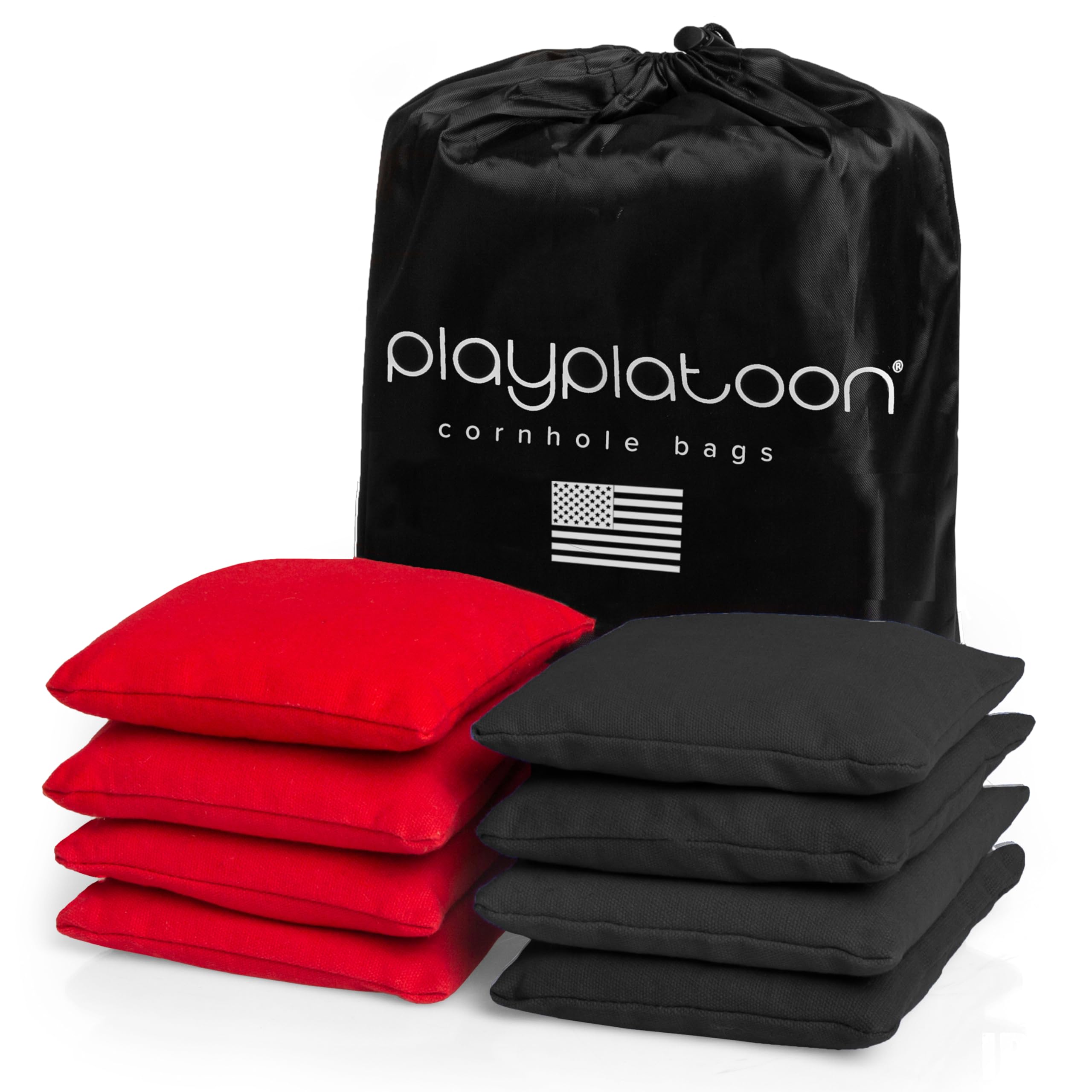 Play Platoon Cornhole Bags Weather Resistant- Set of 8 Regulation Bean Bags for Tossing- Official Professional Size & Weight Corn Hole Bags Two Color All Weather Cornhole Beans Bag Set with Tote Bag