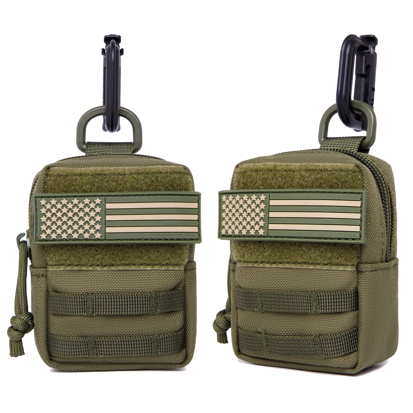 TAXATM 2 Pack MOLLE Pouch,Multi-Purpose Compact Tactical Waist Bags,Small Utility Pouch,Battery Cigarette Case EDC Utility Card Holder Include Patch and D ring