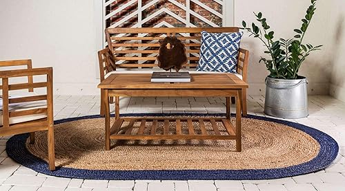 Miniatura 4 de Unique Loom Colección de yute trenzado de calidad clásica, tejida a mano con detalles de color sólido, alfombra ovalada de 3 pies 3 pulgadas x 5