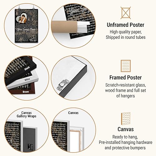 Vista 210 de VICILO Póster musical personalizado con letras de canciones, decoración sentimental perfecta, regalo de San Valentín para él, regalos de novio