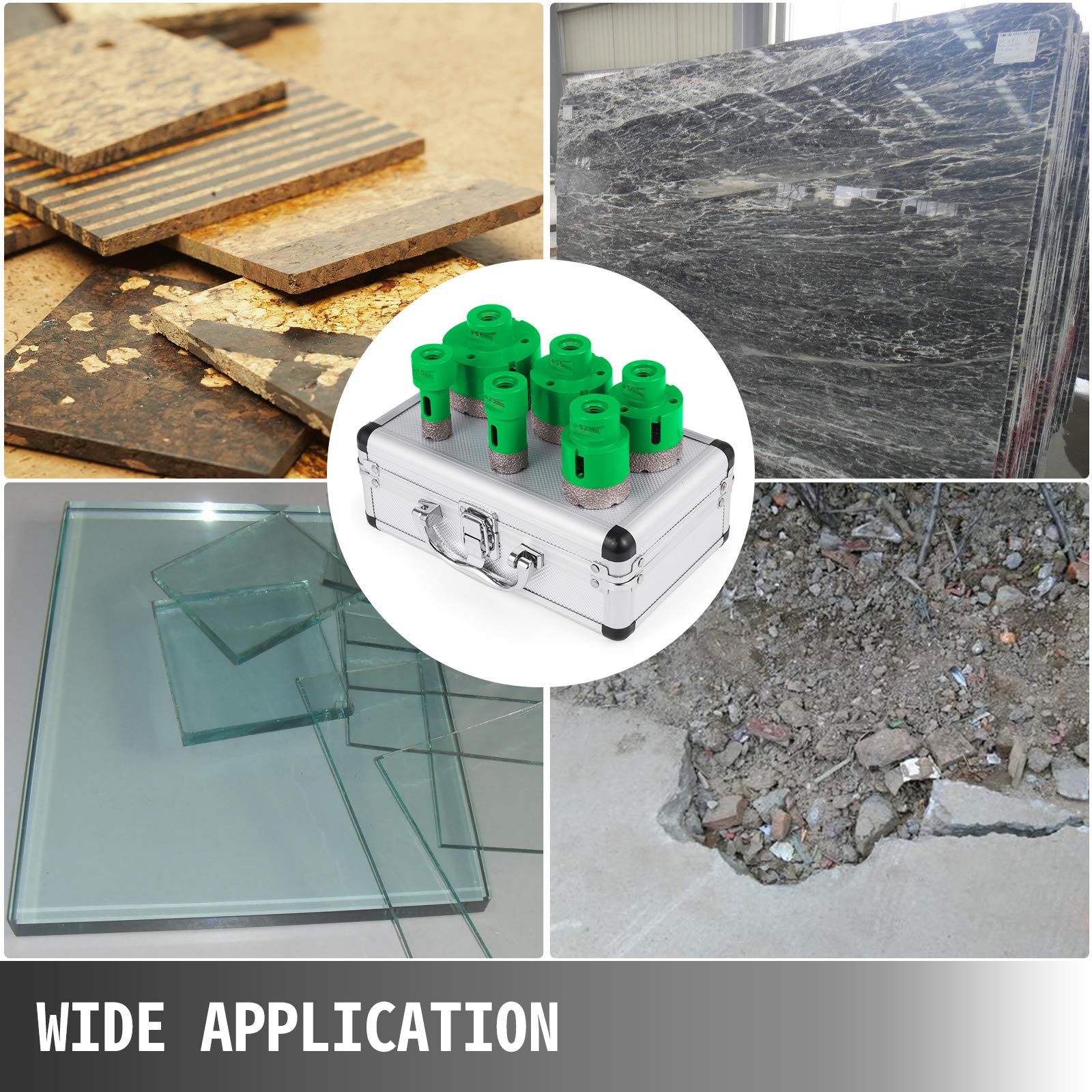 VEVOR 6 Pezzi Punte Diamantate per Trapano, Altezza 15 mm / 0,59 pollici Peso 3,3 libbre M14 Sega a Tazza Diamantati per Materiali Più Duri Come Piastrelle, Granito, Marmo, Altre Pietre e Porcellana