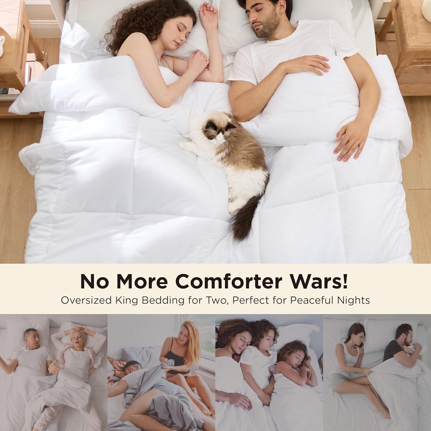 Bedsure Comforter Duvet Insert - Quilted Comforters Oversized King Size, All Season Duvet, GentleSoft Down Alternative Bedding, with 8 Tabs, Gifts for Women/Men, White, Oversized King 116 x 98 Inches White Oversized King