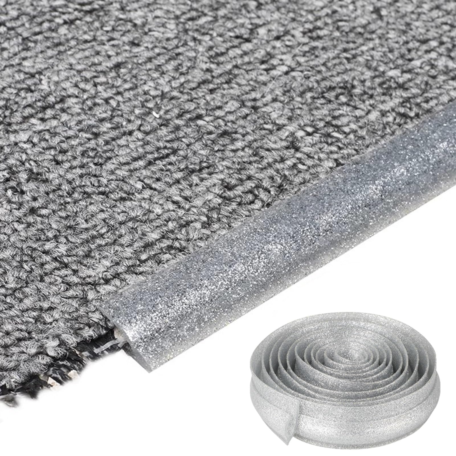 Tira de umbral de PVC para transición de alfombras y Pisos, Tiras divisorias para unir alfombras Que se Pueden Cortar, Tira de conexión Segura para Pisos con Bordes de al,Silver-9m(29.5ft)