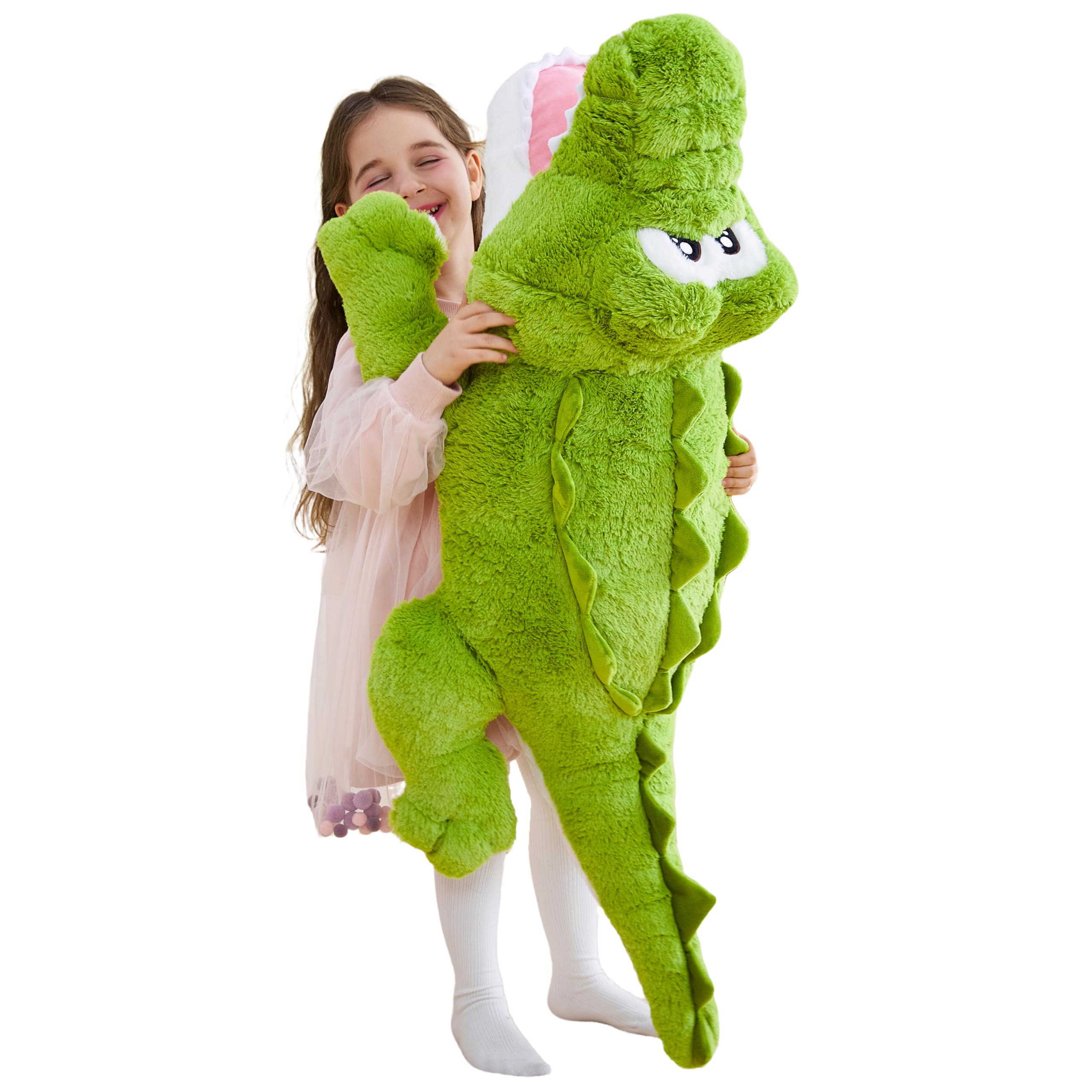 IKASA Cocodrilo Peluche Gigante Juguetes Animales - Juguete Suave Peluche Grande Bonito Lindo Enorme Jumbo Kawaii Esponjoso Gordo de Gran Tamaño - Regalos para Niños Niñas Novia (78cm, Verde)