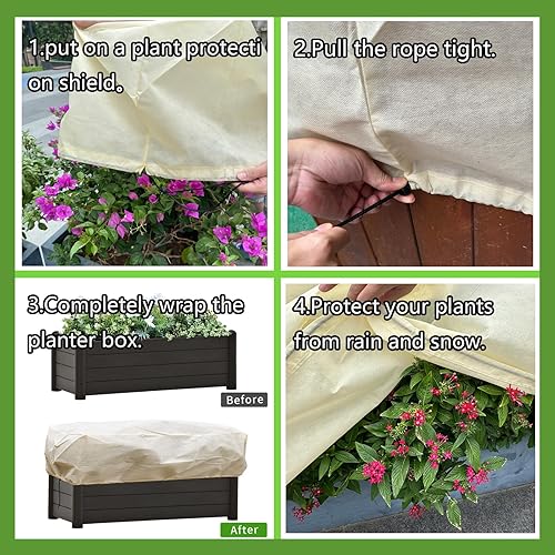 Miniatura 2 de DINGBAI Plant Frost Cover, Rectangular Planter Plant Winter Frost Blanket, Plant Frost Tree Cover Bag with Zip Drawstring, Reusable Frost Fabric for