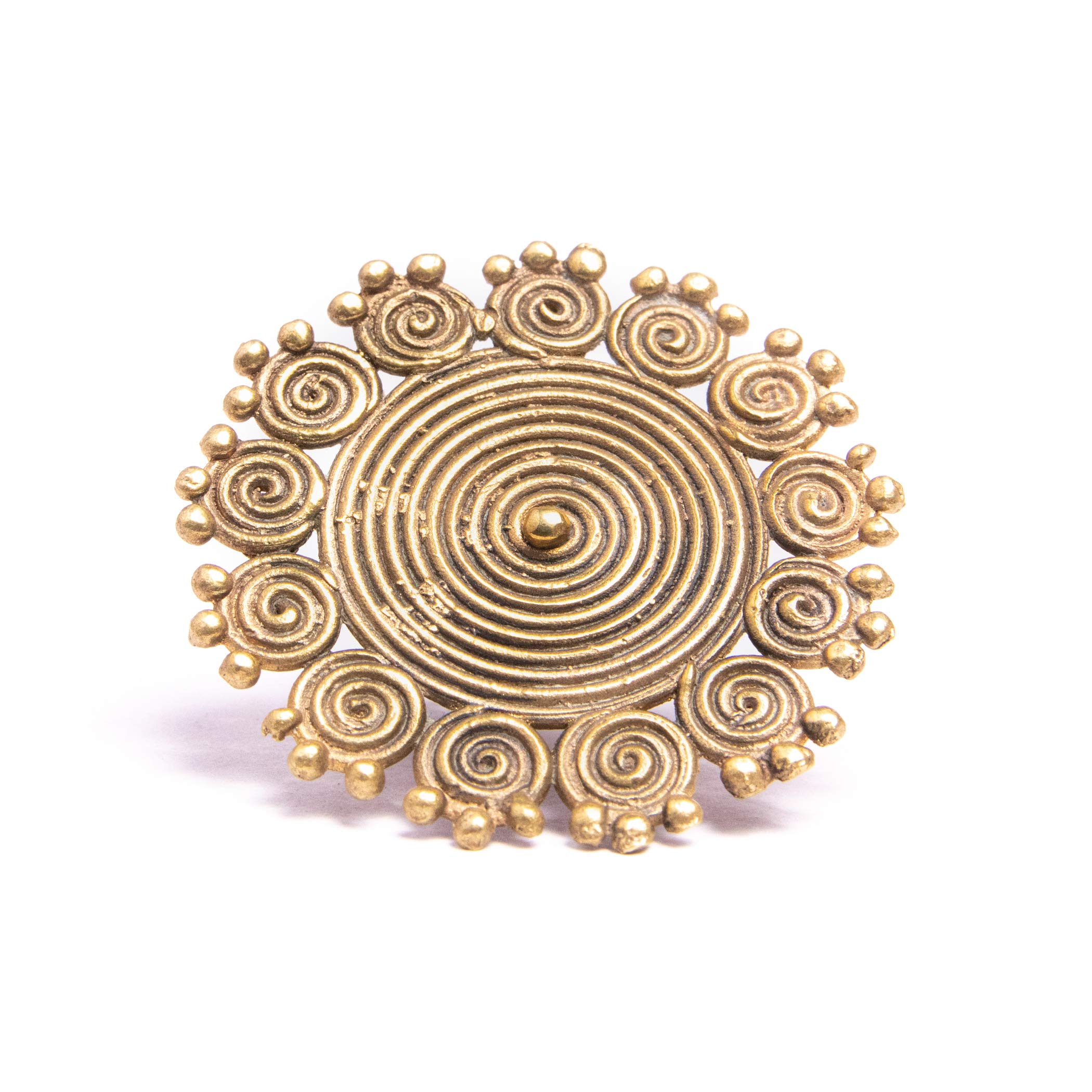 Dhokra Mandala Adjustable Brass Ring-image-15