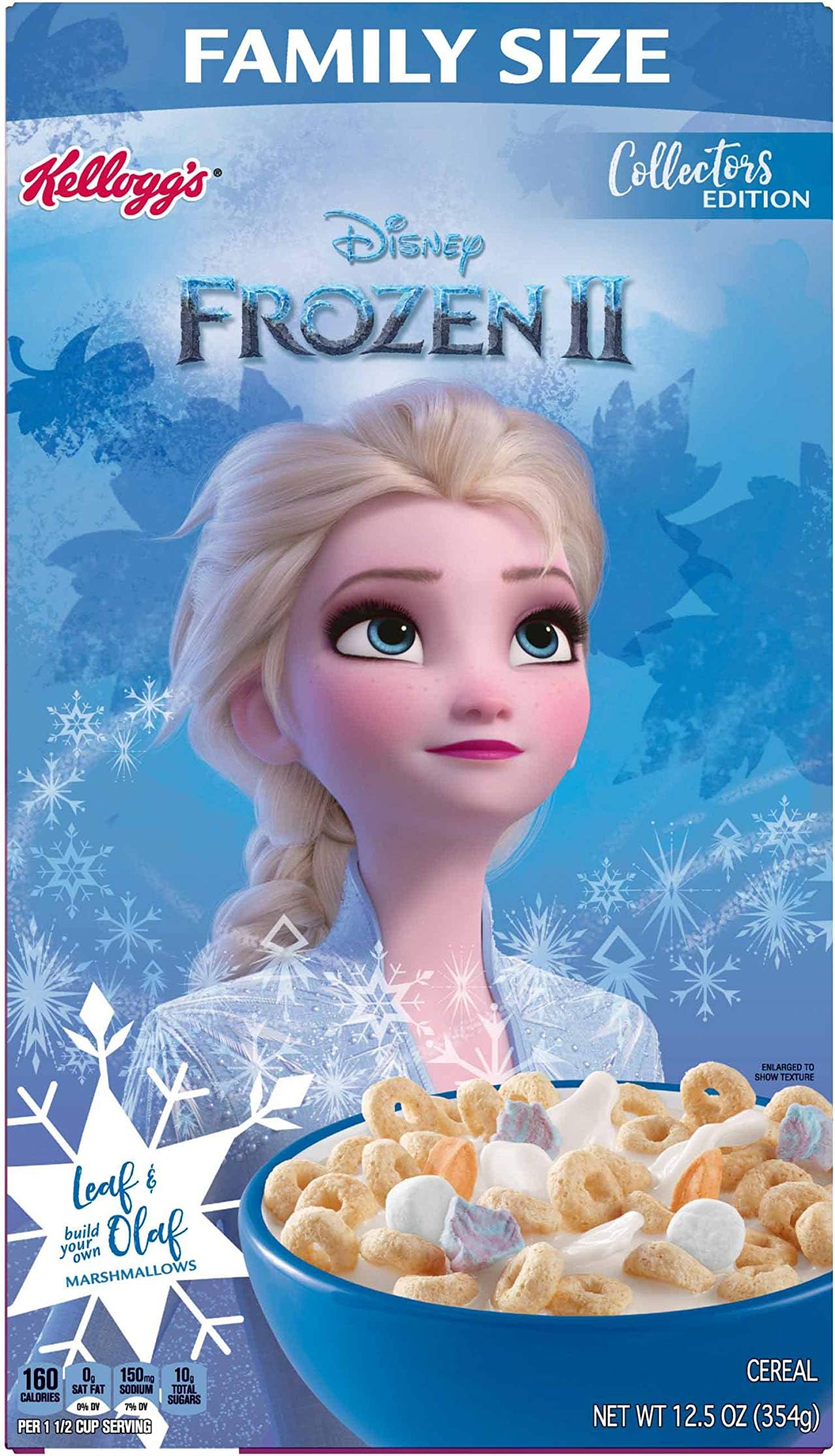 Kellogg's Disney Frozen 2 Elsa Vanilla with Marshmallows Breakfast Cereal Family Size 12.5 oz