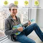 Soprano Ukulele, 21 inch Soft Nylon Strings Ukelele Beginner Kit with Gig Bag Strap Picks Extra Strings, Portable Musical Instruments Kit for Adult Beginners Holiday Gift(Blue)