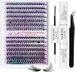 Cluster Eyelash Extensions Kit, 280 Pcs Cluster Lashes 30D/40D 9-16mm Mixed Length DIY Lashes Extension Kit with Lash Bond & Seal and Tweezers, Individual Lashes Kit for Self Application at Home