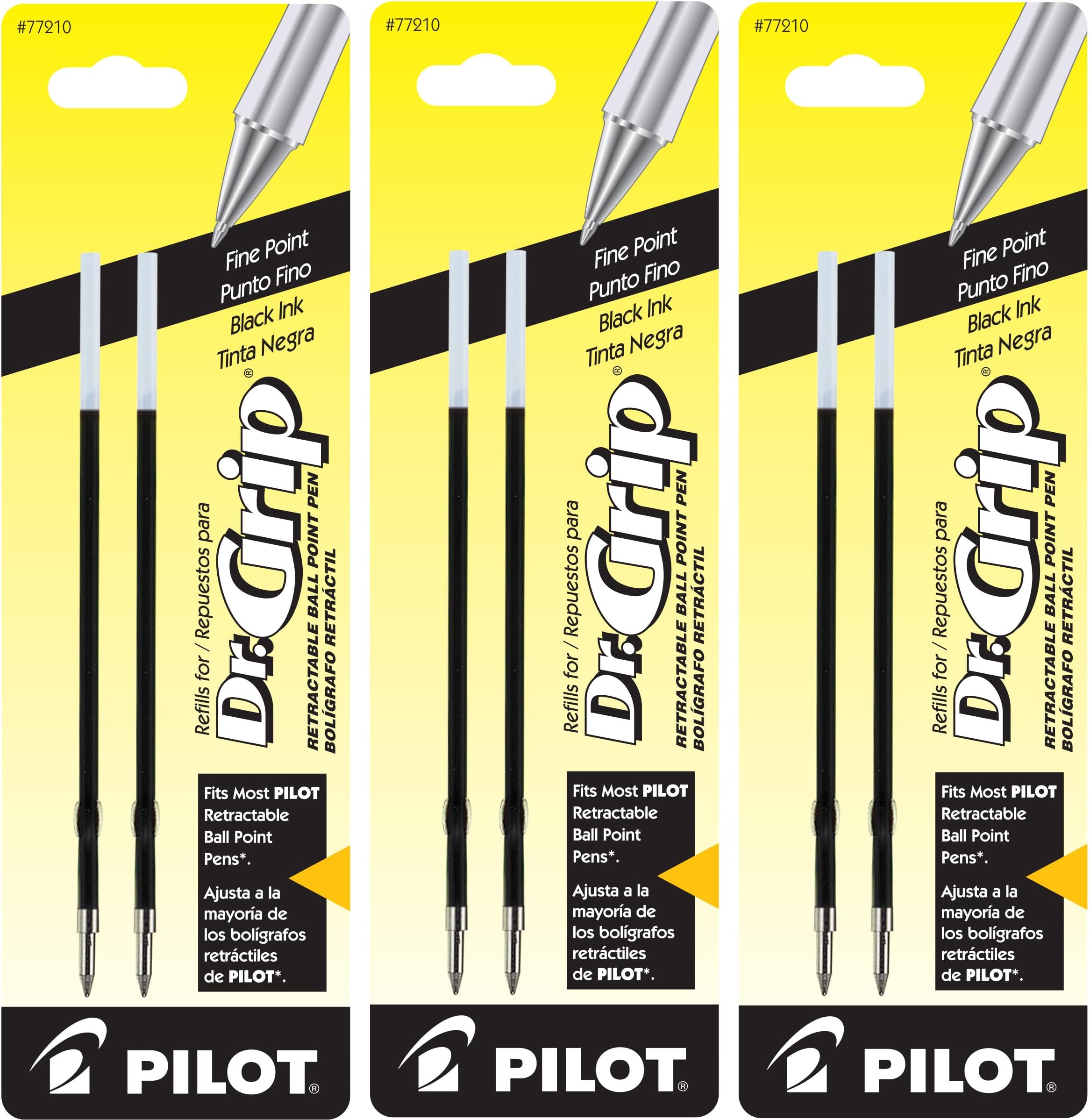 Better/EasyTouch/Dr Grip Retractable Ballpoint Pen Refills, 0.7mm, Fine Point, Black Ink, Pack of 3 - Check Compatibility