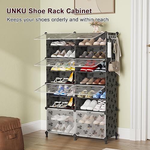 Miniatura 4 de UNKU Zapatero de 8 niveles, armario de almacenamiento de zapatos de 32 pares de estantes de plástico para zapatos, organizador para armario,