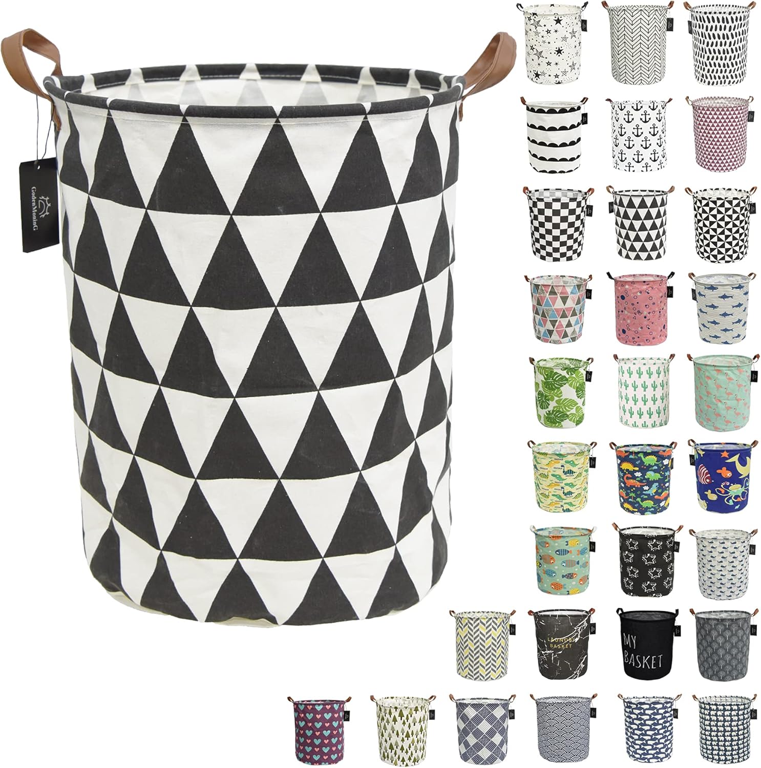 laundry baskets,bedroom hamper,kitchen organization,Waterproof Round Cotton Linen Collapsible storage basket. (Regular Triangle)