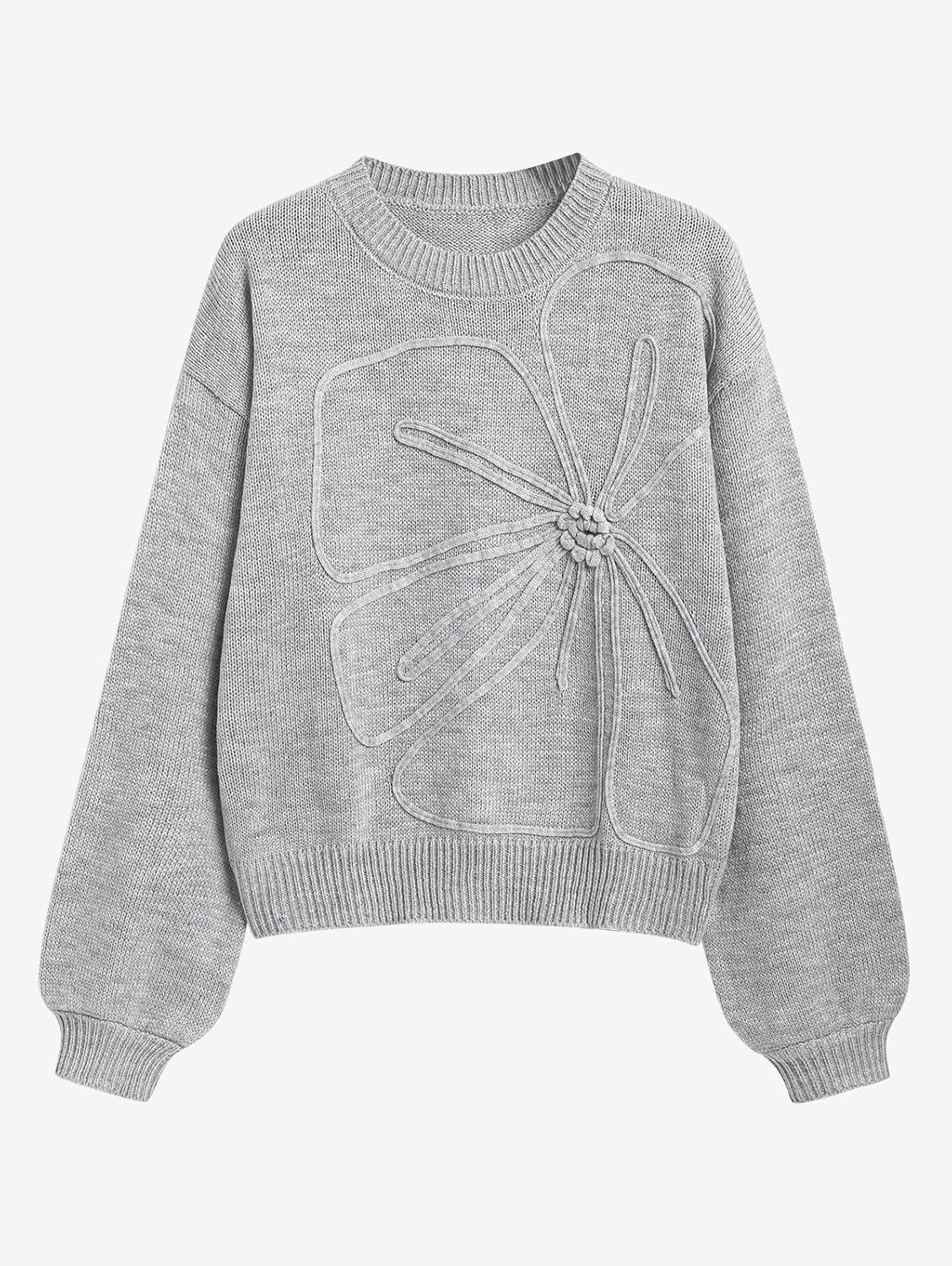 Womens Vintage Fair Isle Knit Sweater 2025 Fall Long Sleeve Crewneck Lightweight Pullover Top Sweaters - Image 4