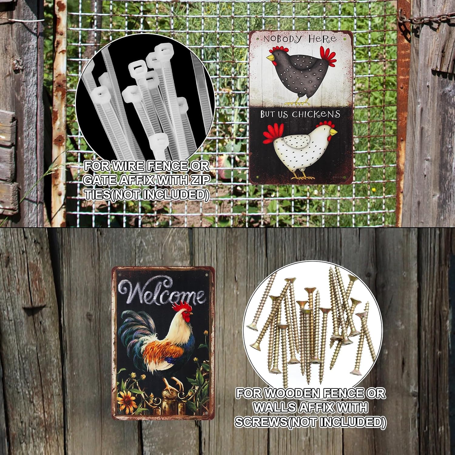 8 Pack Chicken Coop Accessories - Funny Chicken Signs and Metal Plaque Signs for Outdoor, 8x12 Inch - Image 4