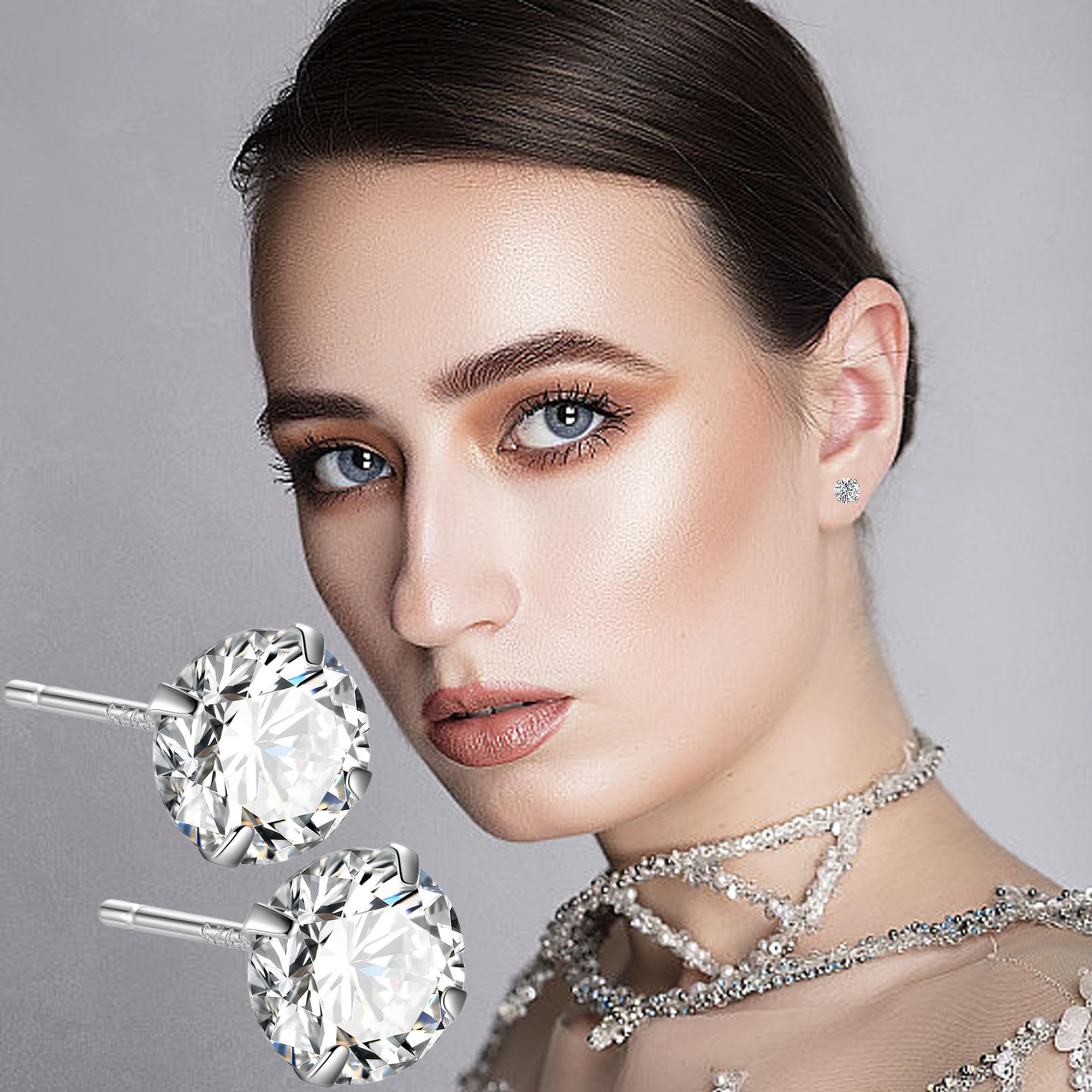 Orecchini Zirconia, Argento Sterling 925 Donna Orecchini Gioielli Ipoallergenici Con Zirconi Cubica Trasparente Uomo Orecchini Brillante 5A Zircone Donna Uomo Orecchini