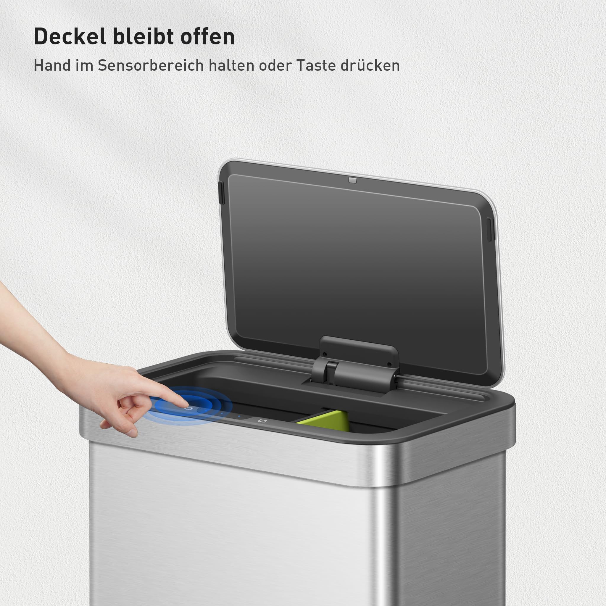 EKO NOVA Mülleimer mit Sensor 2 x 30L Edelstahl Softclose fingerabdruckfrei elektrischer Küchenmülleimer
