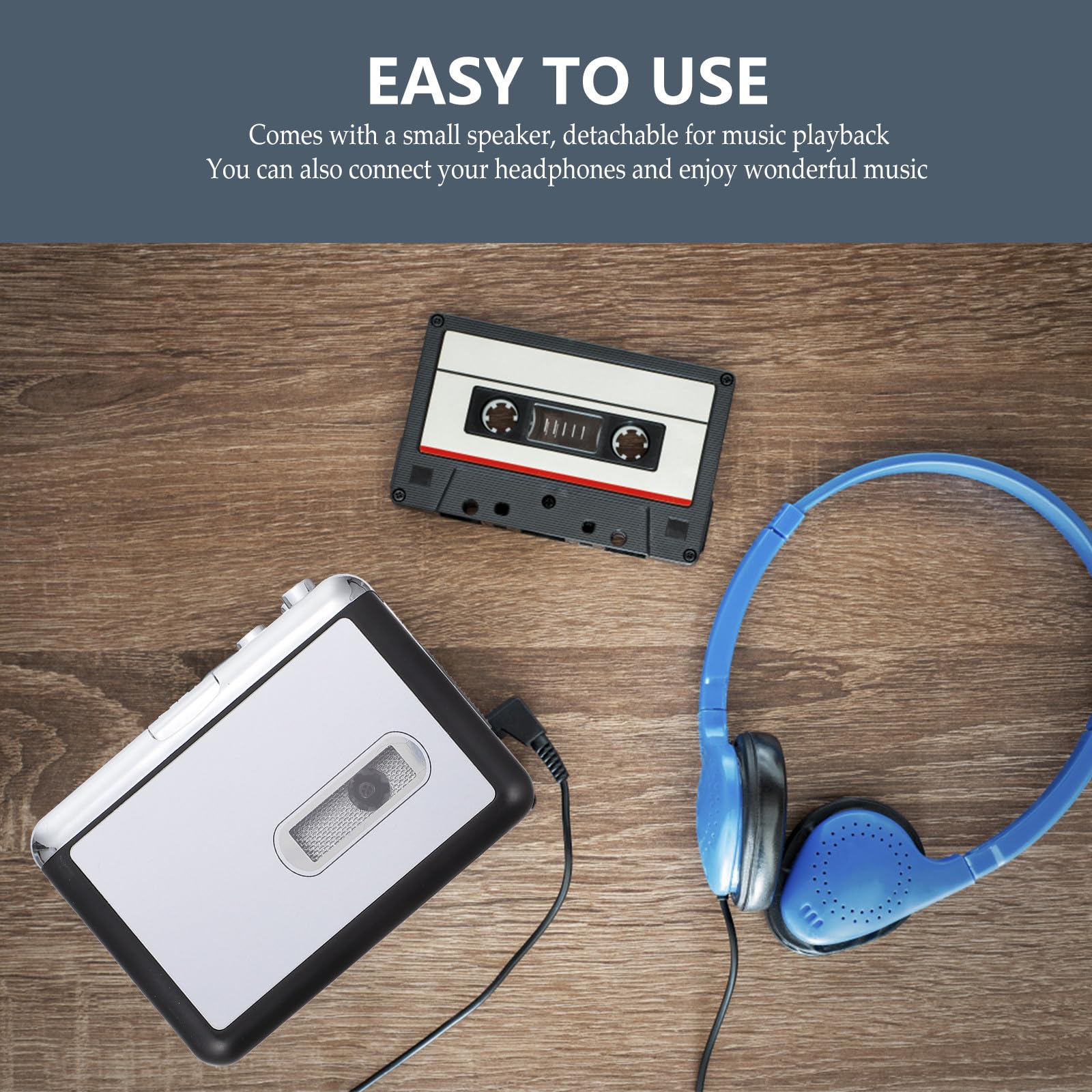 ORFOFE Lettore Tape-to-MP3 Convertitore USB in Plastica Argento, Funzione di Conversione Audio Diretta su USB, Alimentato a Batterie AA, Adatto per Appassionati di Musica