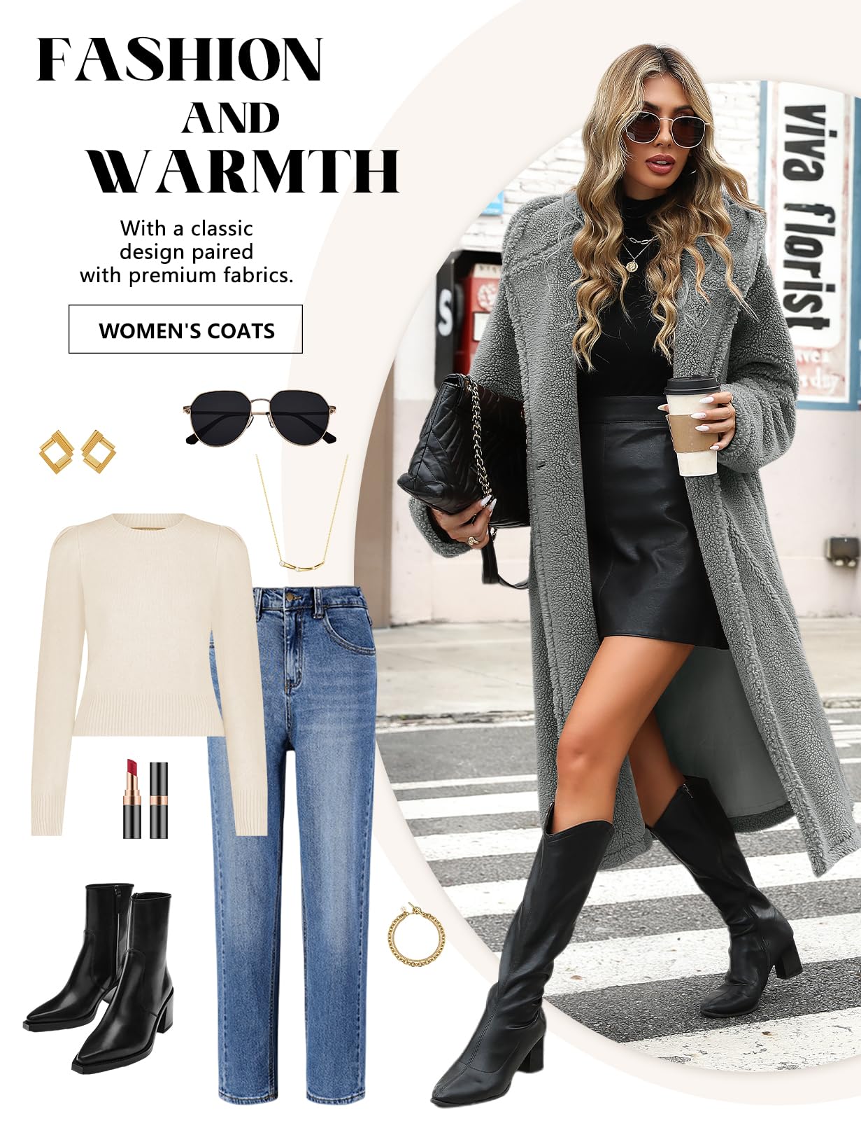 heekpek Cappotto Invernale Donna Lungo in Peluche con Cappuccio | Cappotto Caldo in Sherpa, Giacca Morbida, Pile Comodo, Elegante Cappotto in Peluche Soffice con Bottoni