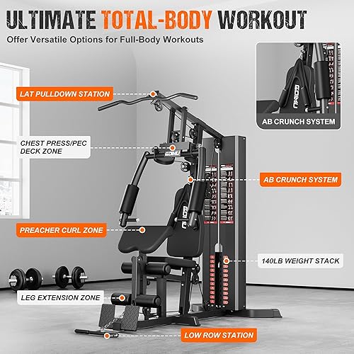 Miniatura 3 de Home Gym, M1 Workout Station with 140LBS Weight Stack, Multifunctional Home Gym Equipment with Pulley System for Full Body Strength Training