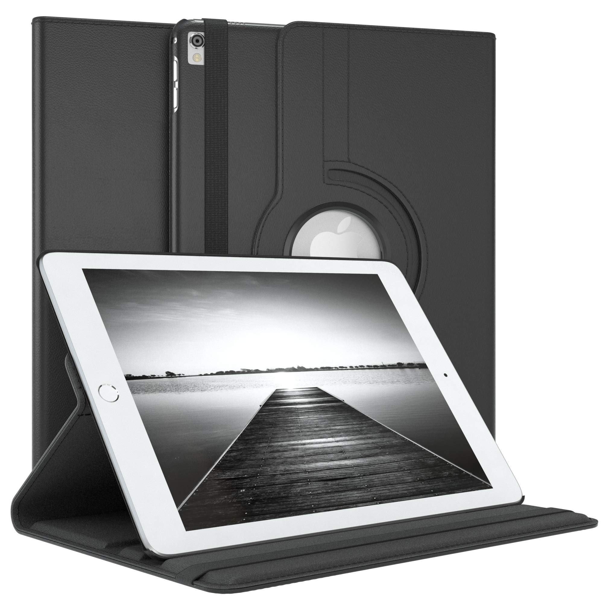 EAZY CASE - Pochette pour Tablette iPad Pro 9,7" (2016) Housse de Protection 9,7 Pouces Smart Cover Tablet Case Rotation à Placer à Rabat pivotant à 360° avec Fonction de Support Similicuir Noir