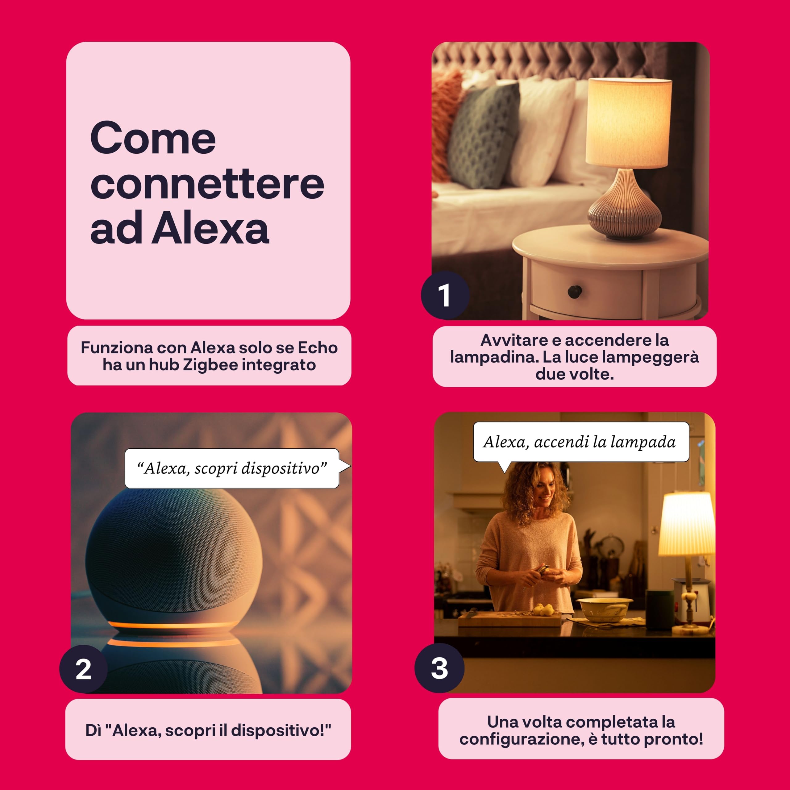 innr Lampadina Smart E27, per Hue* e hub Zigbee, Confezione da 4 | LED, Luce Bianca Calda e Fredda, 2000K-6500K, 50% di Luce in Più, 1150 lumen, Dimmerabili