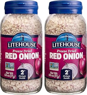 Litehouse Freeze Dried Red Onion - Fresh Red Onion Substitute, Gluten Free, Vegetarian, Keto, Non-GMO, No Refrigeration Required, Seasonings for Cooking - 0.60 Oz, 2-Pack