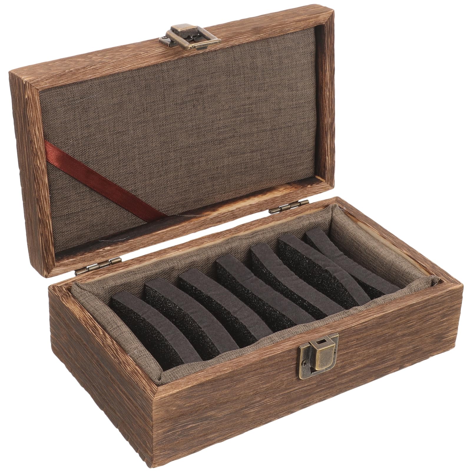 Healvian 4 Pezzi Scatola Legno per Calligrafico con Scomparti Organizer per Timbri e Umidità Leggera e Pratica per Inchiostri e Timbri Design Legno Carbonizzato