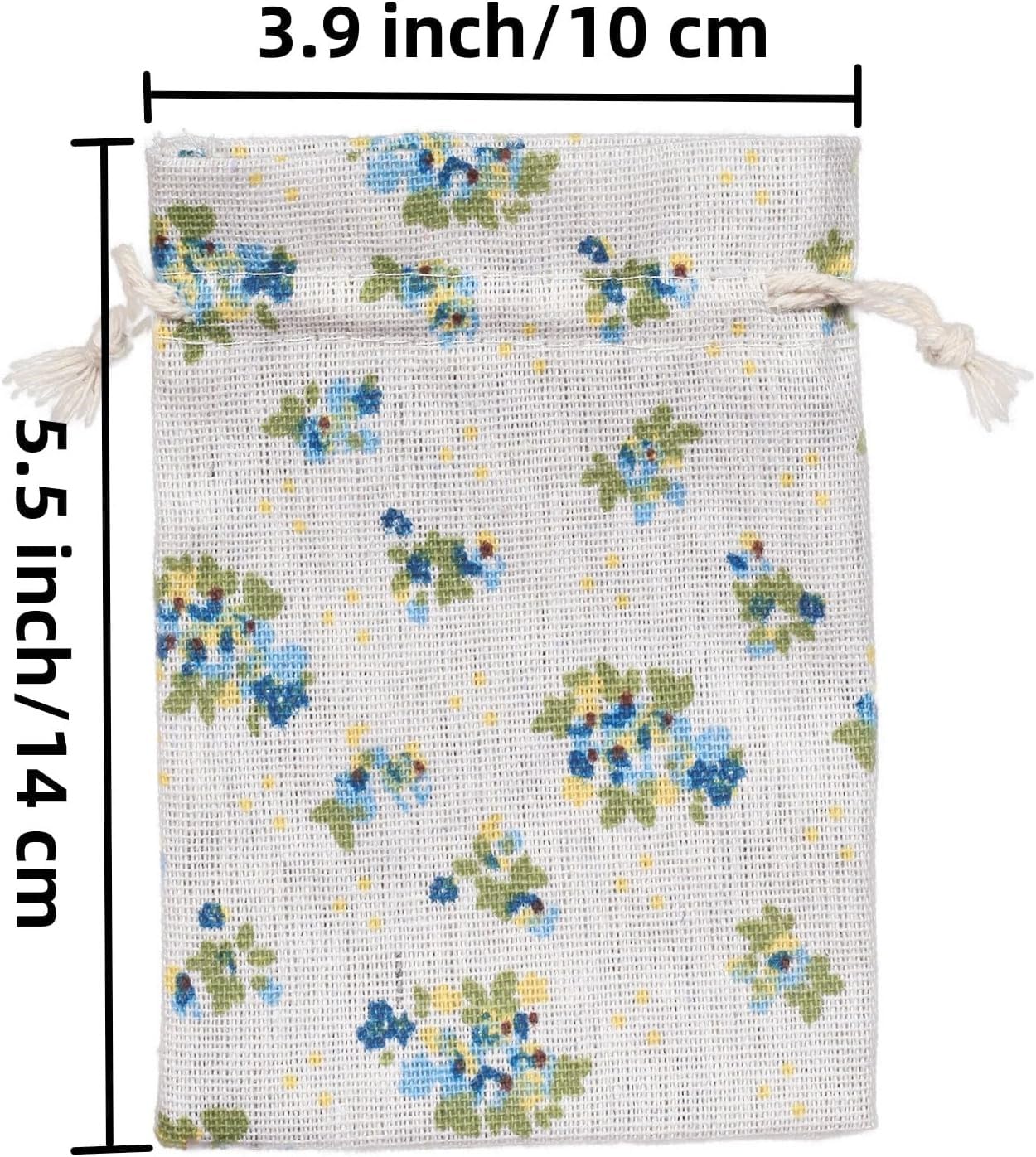 Sanrich 20 Pack Floral Burlap Drawstring Bags 4 X 5.5 Inch
