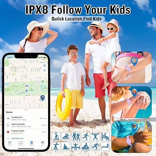 Miniatura 10 de KAHADI Paquete de 2 pulseras impermeables AirTag para niños, pulsera de silicona oculta para AirTag, funda de rastreador GPS para soporte de