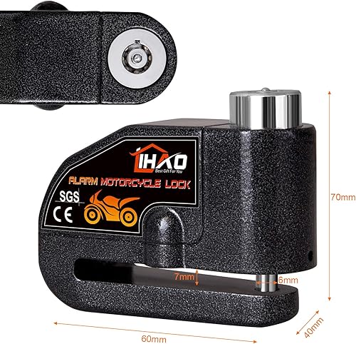 Miniatura 2 de LIHAO Candado de Disco para Motocicleta, Alarma Antirrobo Impermeable para Freno de Disco de Motocicleta o Scooter