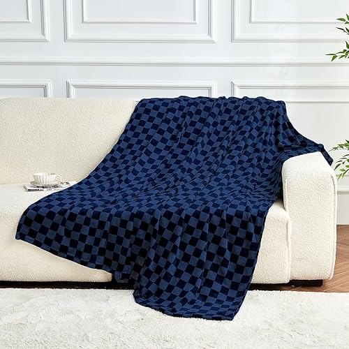 Miniatura 36 de FY FIBER HOUSE Manta de cuadros rosa intenso para sofá, cobija suave y acogedora con diseño a cuadros, 50 x 60 pulgadas Rosa Hot,Negro,Negro y