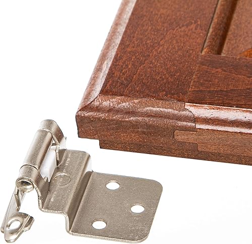 Miniatura 8 de DecoBasics Bisagras de gabinete de 38 pulgadas de níquel cepillado (25 pares -50 piezas) bisagras de gabinete de cierre automático compensadas para