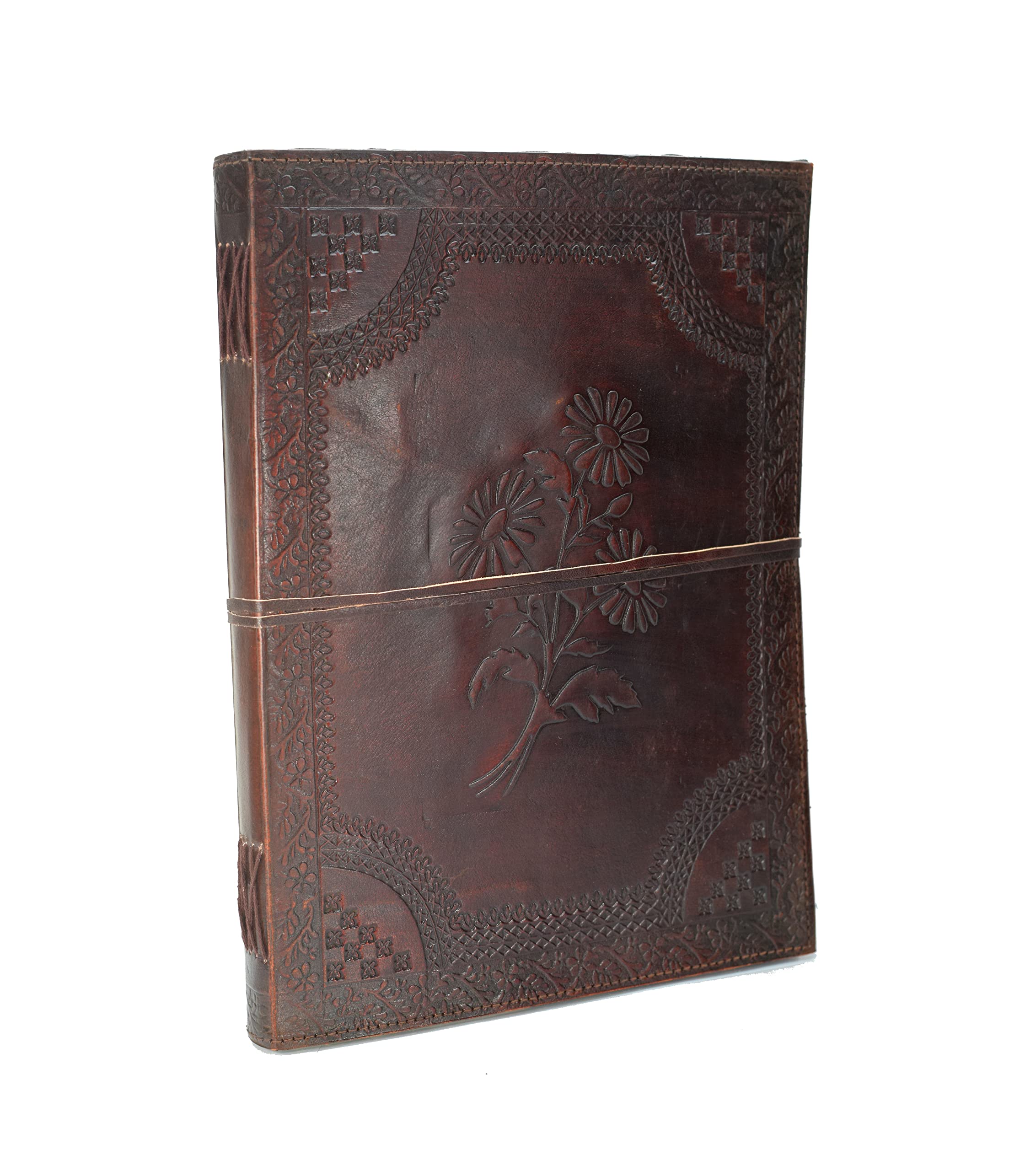 ROOGU Herbarium * XXL Leder Notiz- Gäste- Skizzenbuch (DIN B4 = mehr als A4) Handmade in Indien