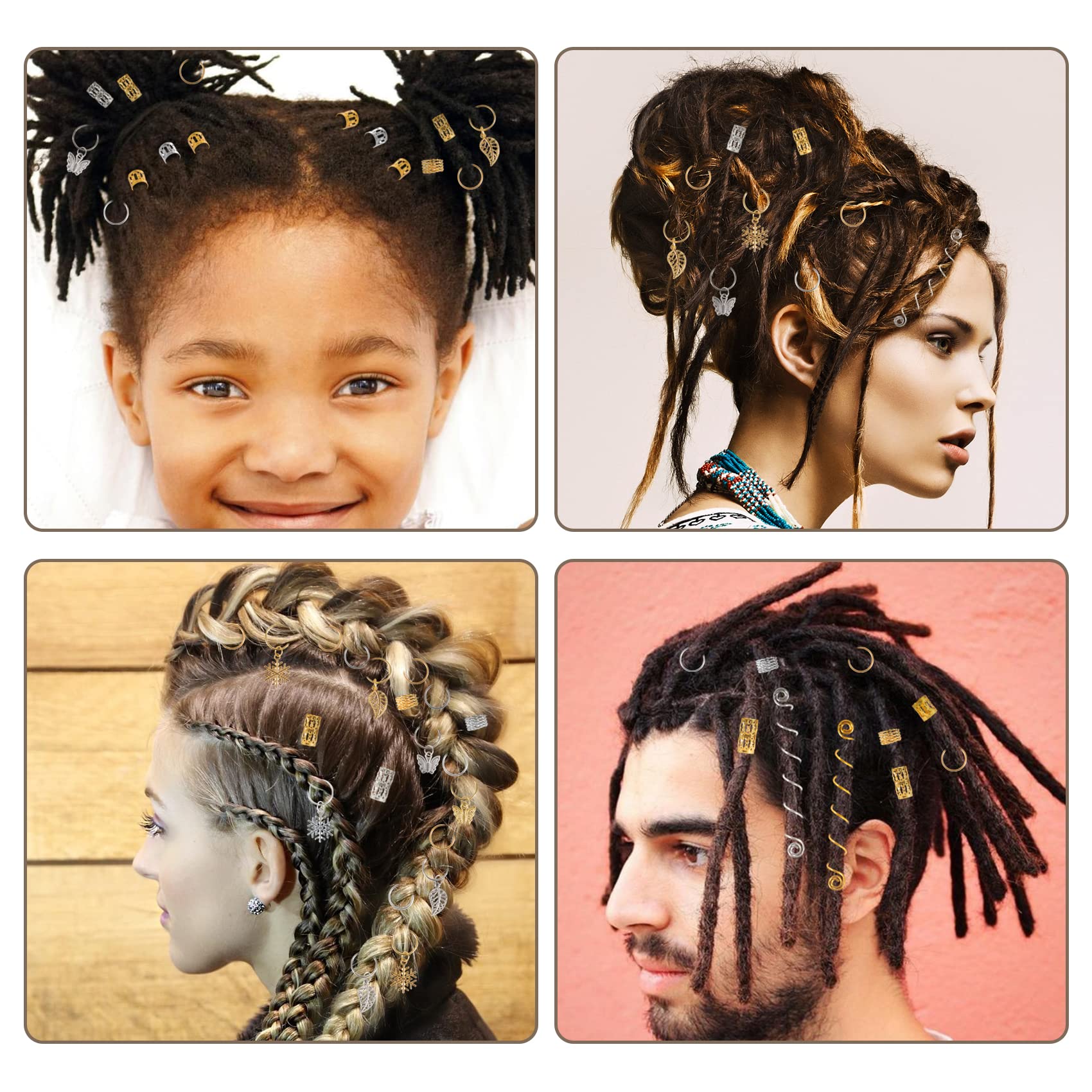 JYNXOR 80 Pcs Gioielli Dreadlocks Trecce Clip,Dreadlock Perline Clip A - Foto 7