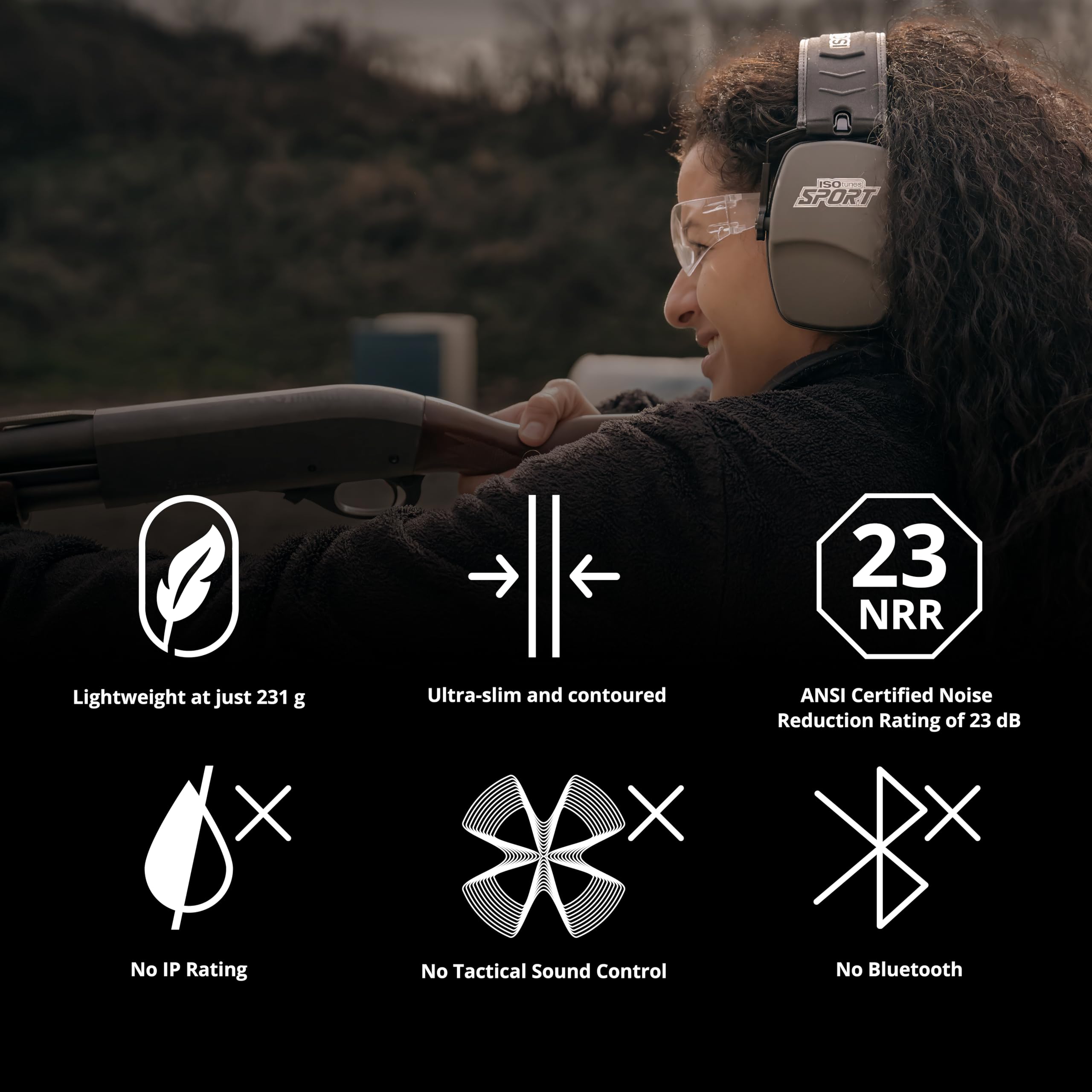 ISOtunes Defy Schmale, passive Ohrenschützer: Geräuschisolierender Over-Ear-Gehörschutz mit Schaumstoffkissen und verstellbarem Kopfband