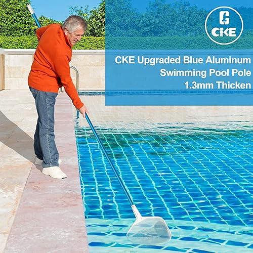 Vista 7 de CKE Poste telescópico de aluminio azul mejorado de 12 pies de grosor de 0.051 in, ajustable de 3 piezas ampliables, fijar redes de desnatador