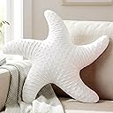XIAIJIA Starfish Pillow Decorative Throw Pillow, 19.68x19.68 Inch Coastal Beach Pillow, Ocean Decor Beach Themed Room Accent Pillow for Couch Bed Bedroom(White)