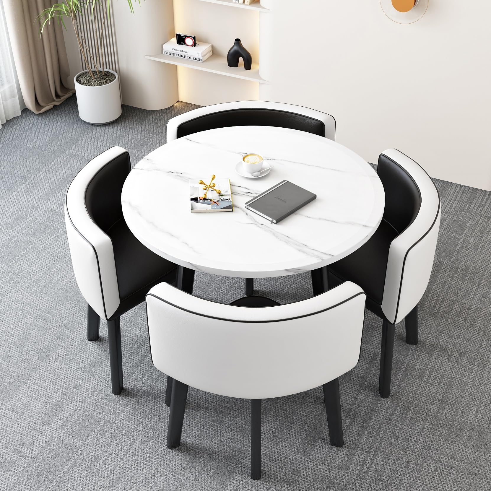 Moderno tavolo da pranzo rotondo piccolo tavolo da cucina e ChaSet semplice tavolo rotondo nero per conferenze per sala da pranzo design salvaspazio elegante arredamento per la casa