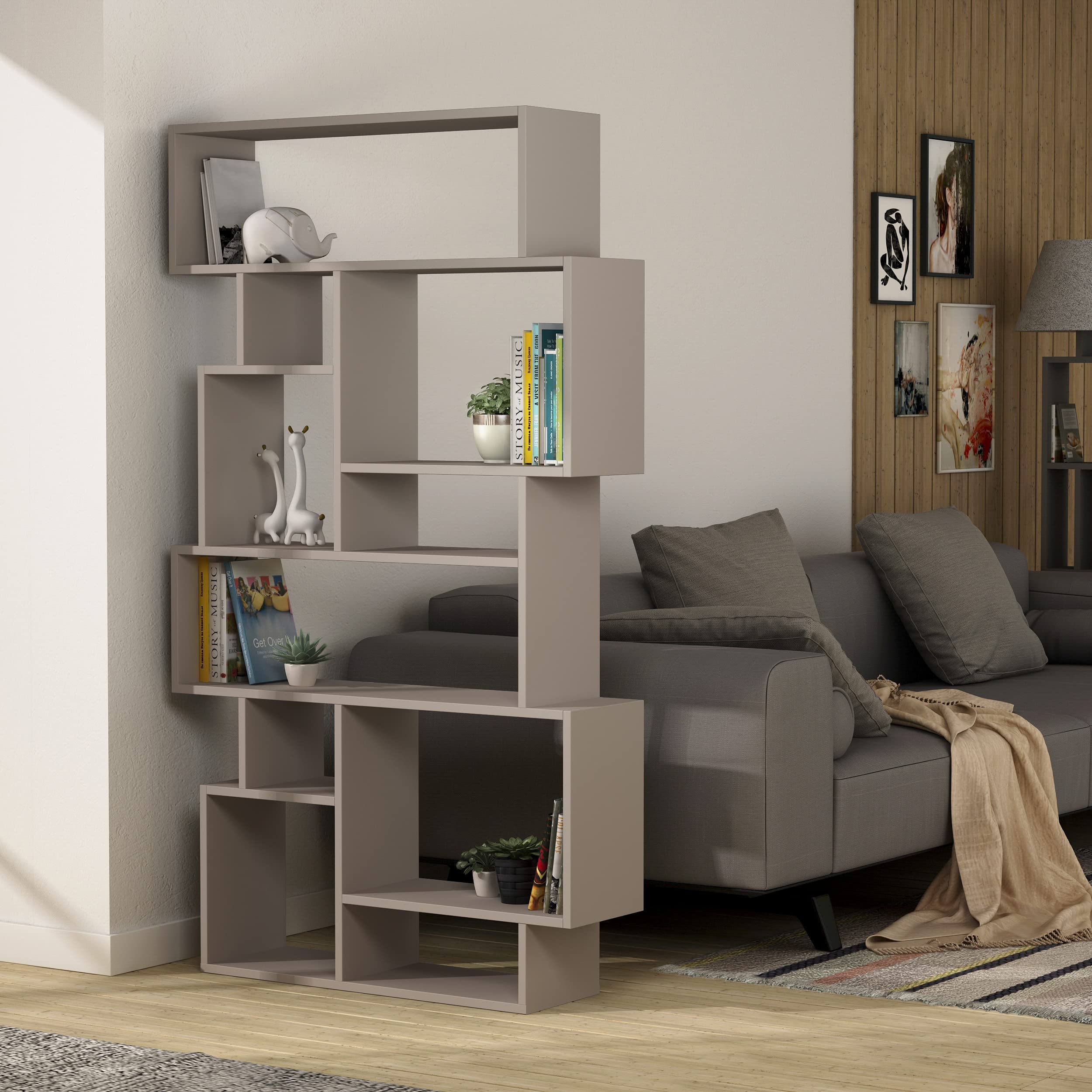 HOCUS PICUS 6 Tier Bookcase, Many Colour Options, Book Storage, Light Mocha โ image 1
